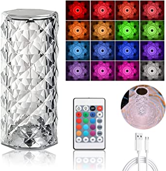 16-Color Remote Nightlight,Crystal Diamond Touch Lamp