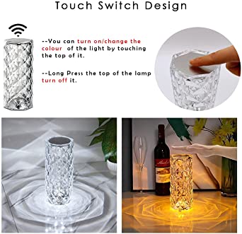 16-Color Remote Nightlight,Crystal Diamond Touch Lamp
