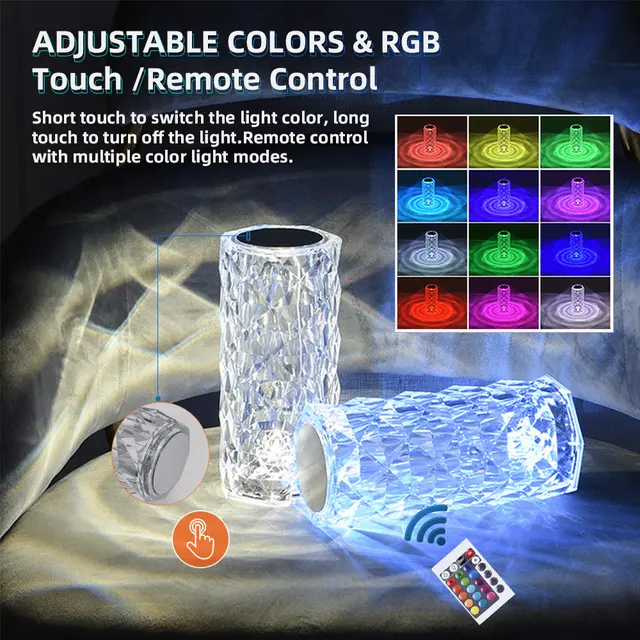 16-Color Remote Nightlight,Crystal Diamond Touch Lamp