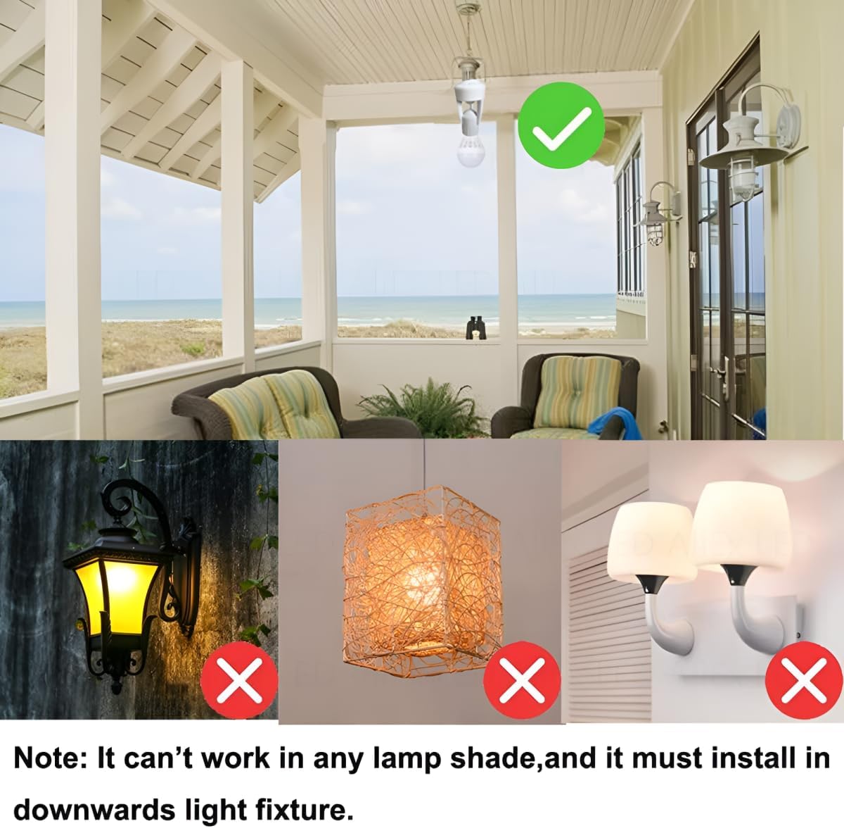 Motion Sensor Lamp Holder,360° Motion Light Socket