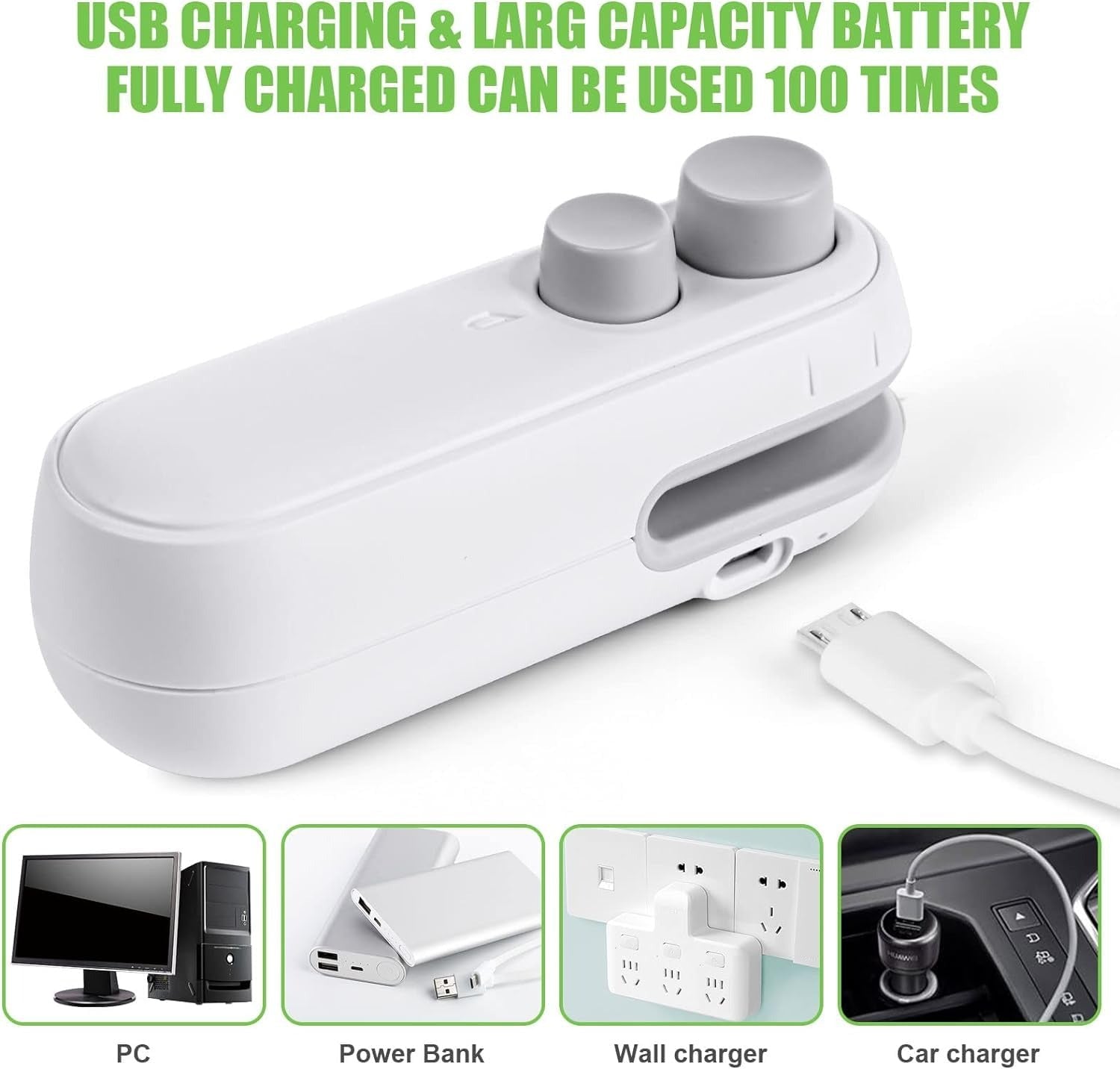 2-in-1 Mini Bag Sealer – USB Rechargeable & Long Lasting Battery