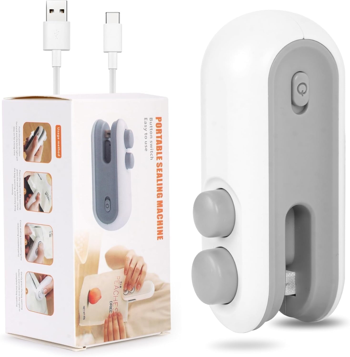 2-in-1 Mini Bag Sealer – USB Rechargeable & Long Lasting Battery