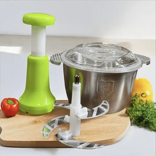 2L Manual Food Chopper | Stainless Steel Push Chopper