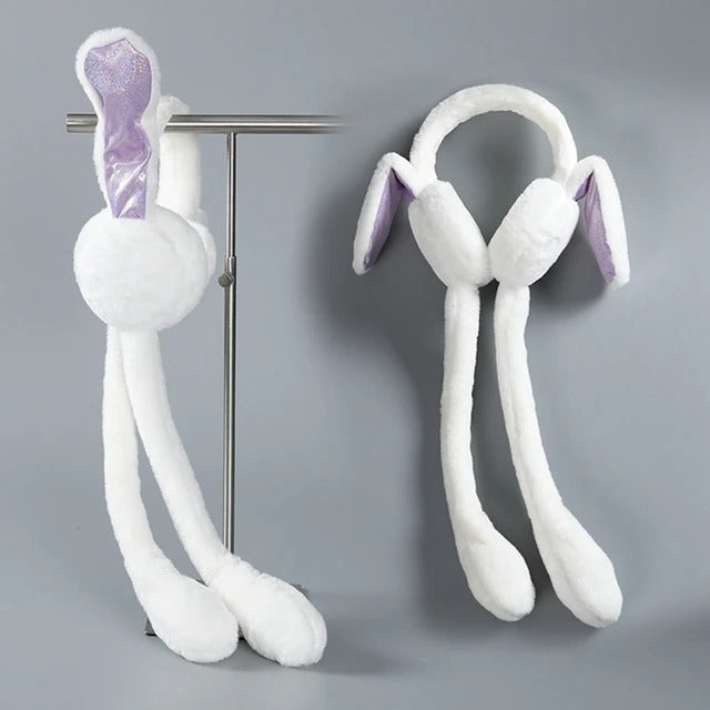 Cute Jumping Rabbit Earmuffs Hat with Moving Ears