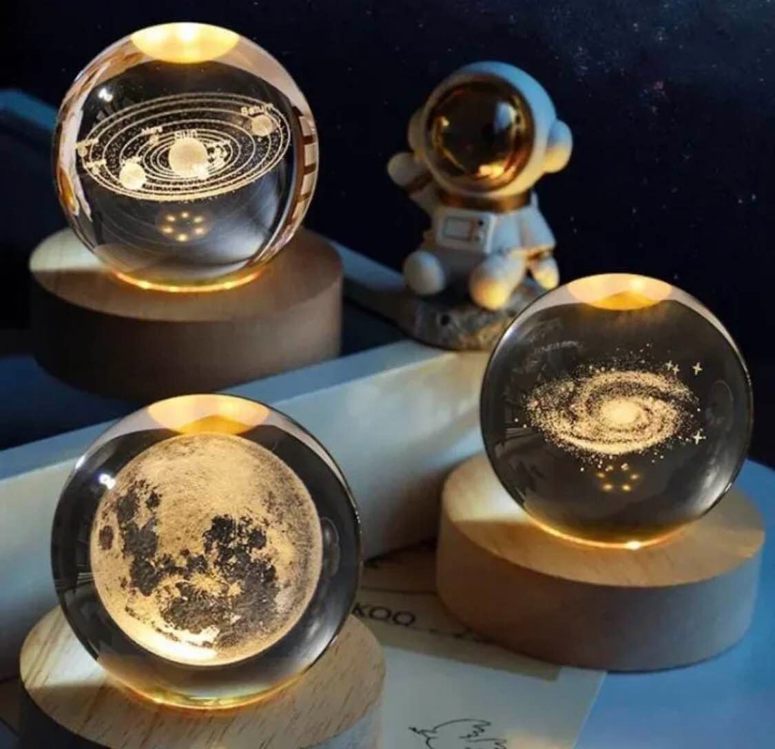 1 Pc USB LED Galaxy Crystal Ball Lamp-Kids Birthday Gift (Random Design)