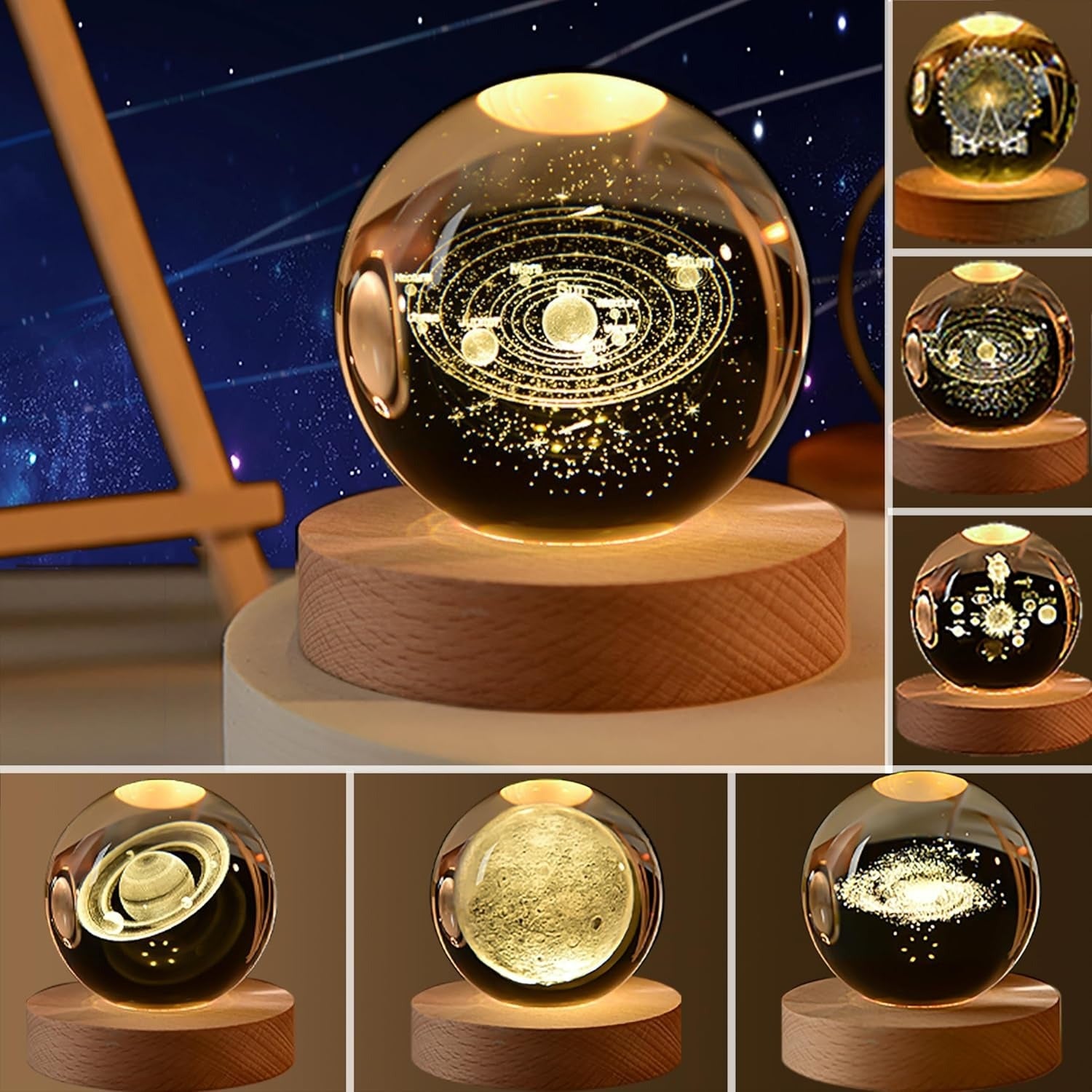 1 Pc USB LED Galaxy Crystal Ball Lamp-Kids Birthday Gift (Random Design)