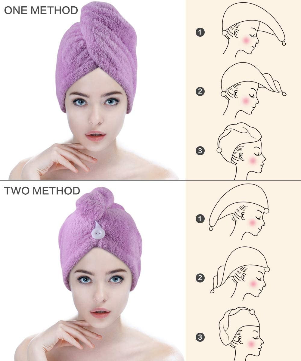 Pack Of 2 Super Absorbent Quick Dry Hair Towel