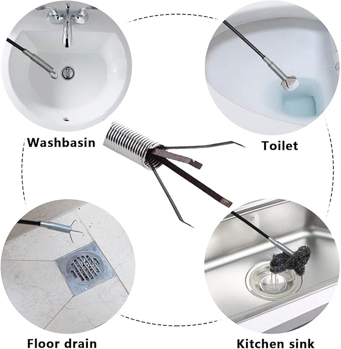 Stainless Steel Sink Wire Drain Cleaner | 60cm Spring Cleaning Stick