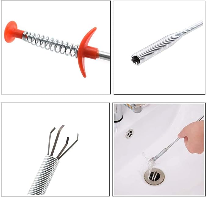 Stainless Steel Sink Wire Drain Cleaner | 60cm Spring Cleaning Stick