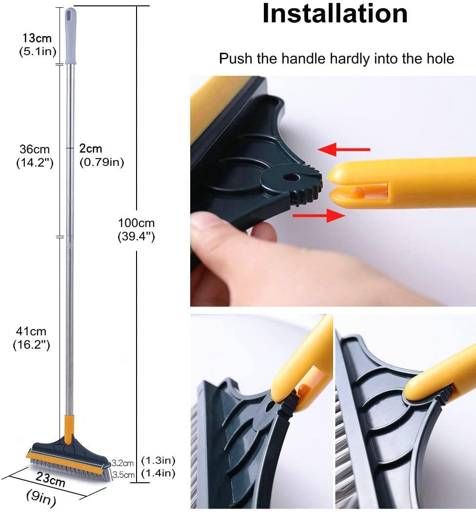2 in 1 Cleaning Brush with wiper | 120° Rotate Bathroom Floor Cleaning Brush