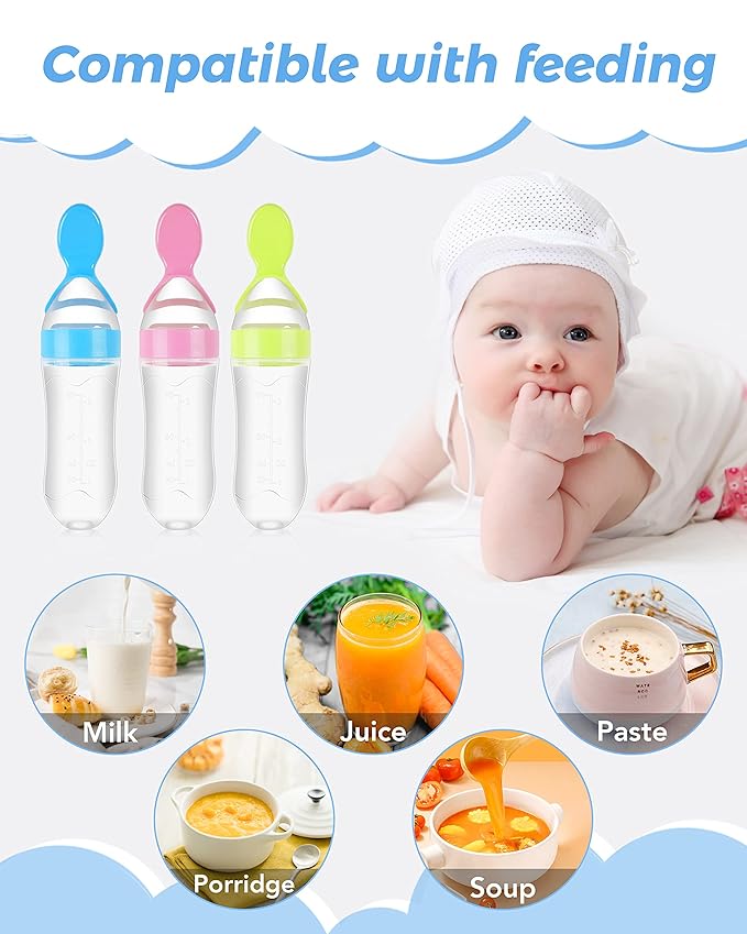 Silicone Bottle Feeding Baby Spoon Feeder (Random Color)