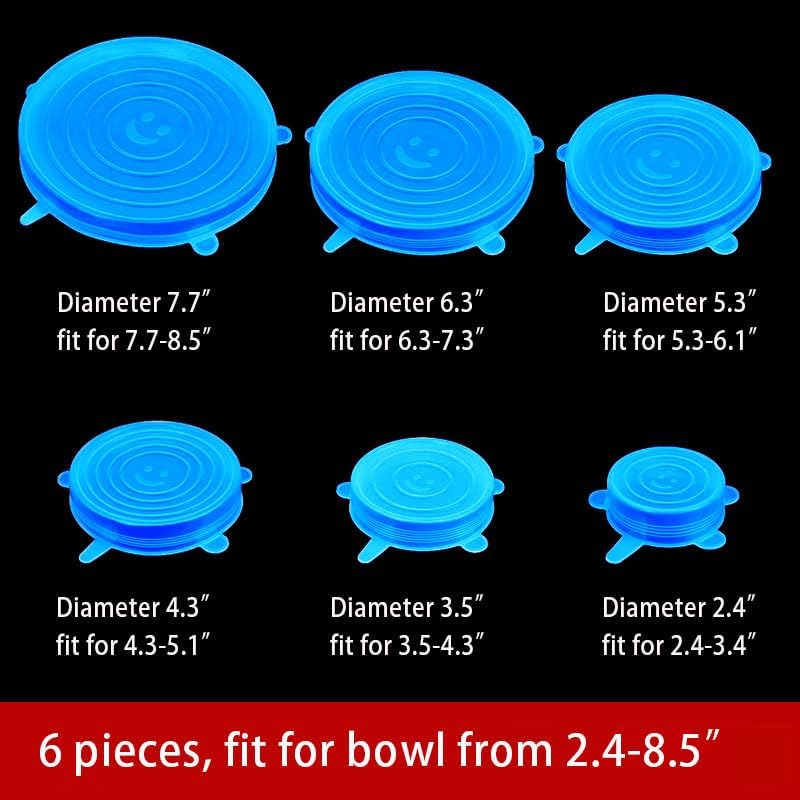 6Pcs Kitchen Reusable Silicone Seal Lid| Reusable Bowl Covers | Multi‑Size Food Savers