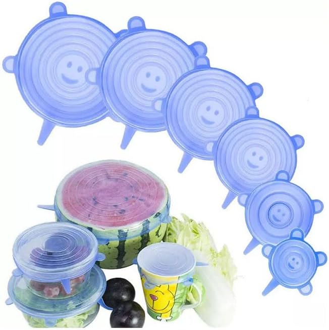 6Pcs Kitchen Reusable Silicone Seal Lid| Reusable Bowl Covers | Multi‑Size Food Savers