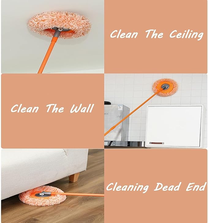 Multi-Functional Spin Mop with Extendable Stainless Steel Handle