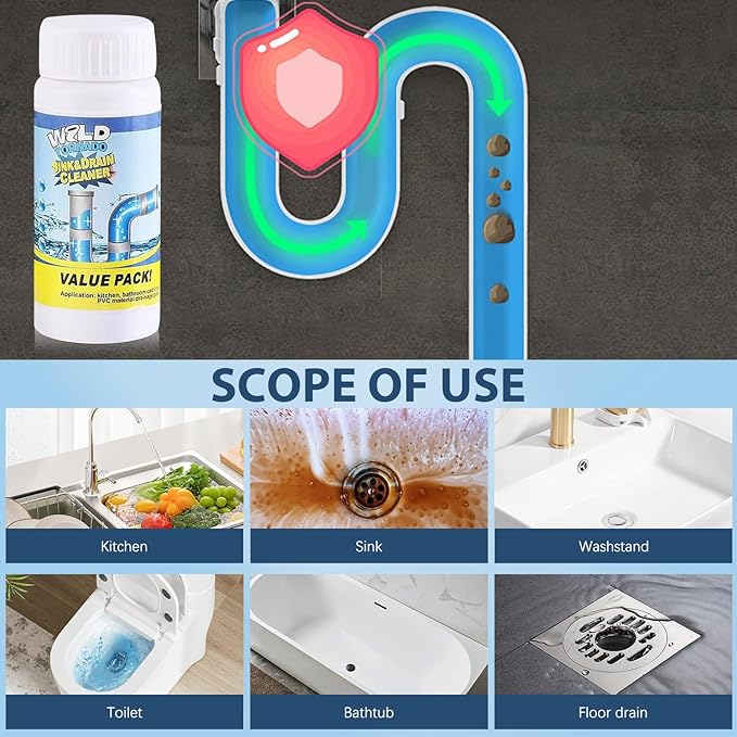 Wild Tornado Sink and Drain Cleaner for Kitchen Toilet Pipeline Quick Cleaning Tool