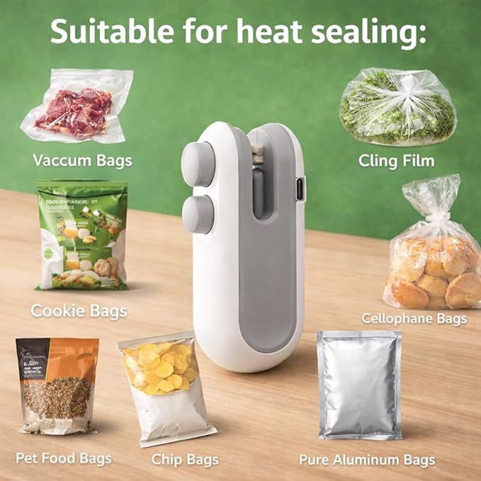2-in-1 Mini Bag Sealer – USB Rechargeable & Long Lasting Battery