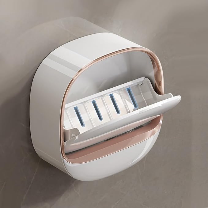 1pc Wall - Mounted Flip - Top Soap Holder with Drain  - draining for Shower, Bath & Kitchen -Random Colour