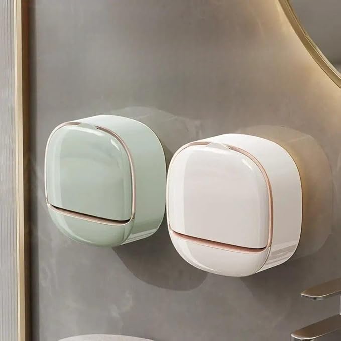 1pc Wall - Mounted Flip - Top Soap Holder with Drain  - draining for Shower, Bath & Kitchen -Random Colour