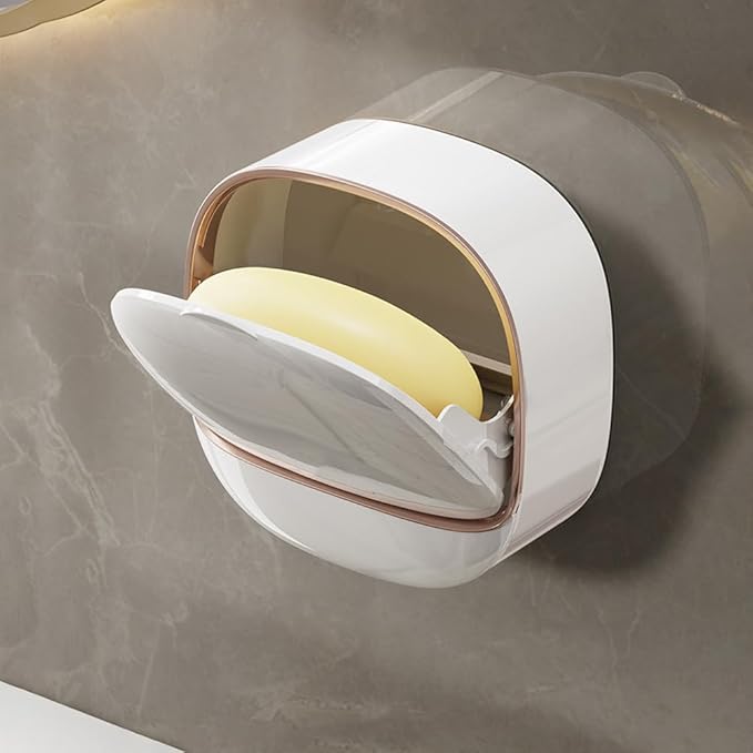 1pc Wall - Mounted Flip - Top Soap Holder with Drain  - draining for Shower, Bath & Kitchen -Random Colour