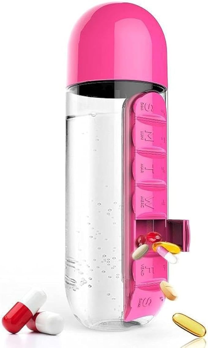 2-in-1 Medicine Organizer with Water Bottle